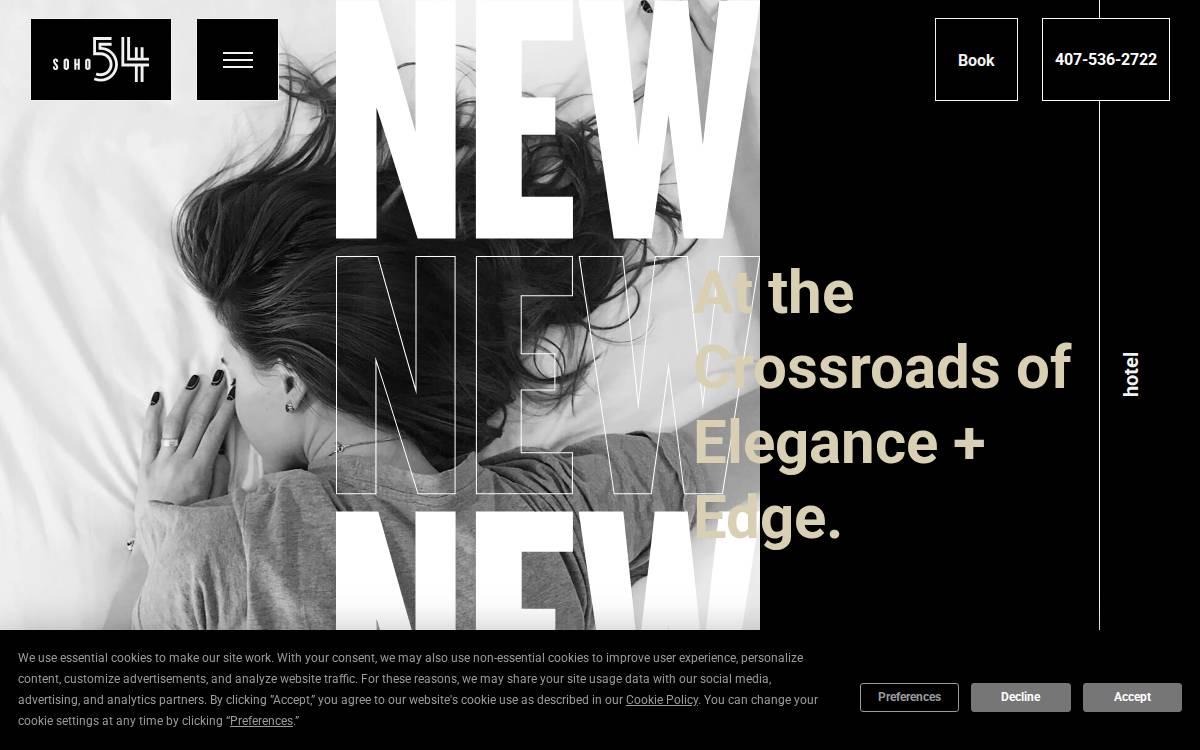 Soho 54 Hotel website preview