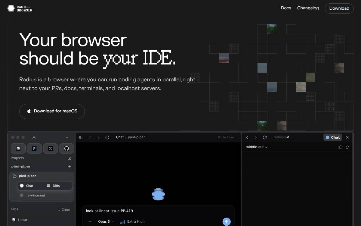 Radius website preview