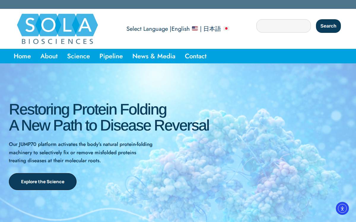 SOLA Biosciences website preview