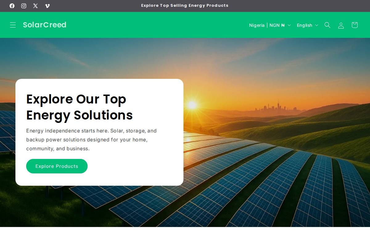 SolarCreed website preview