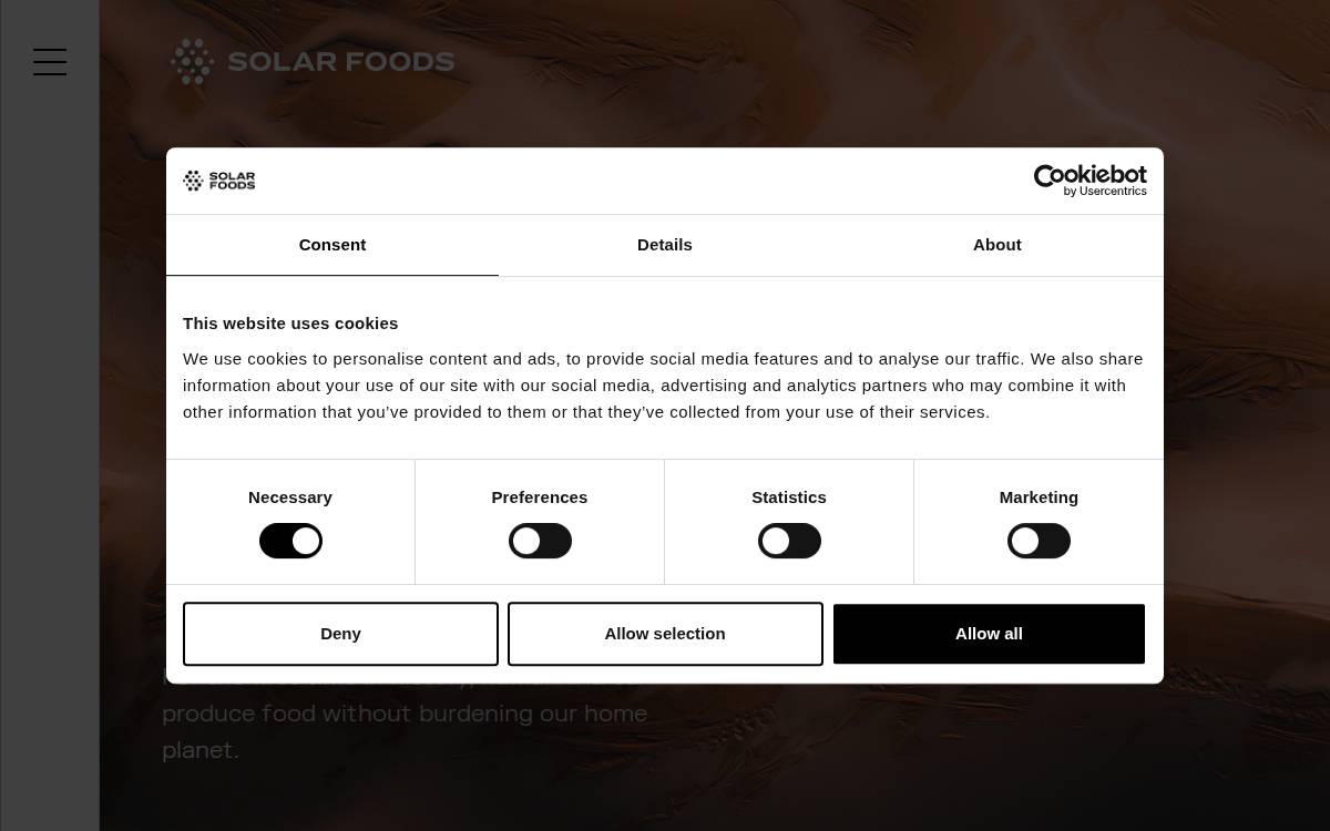 solarfoods website preview