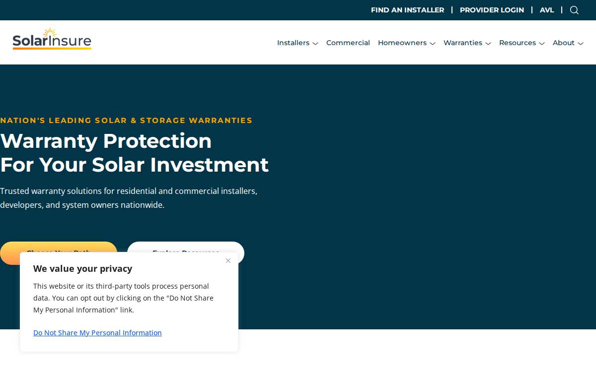 Solar insure website preview