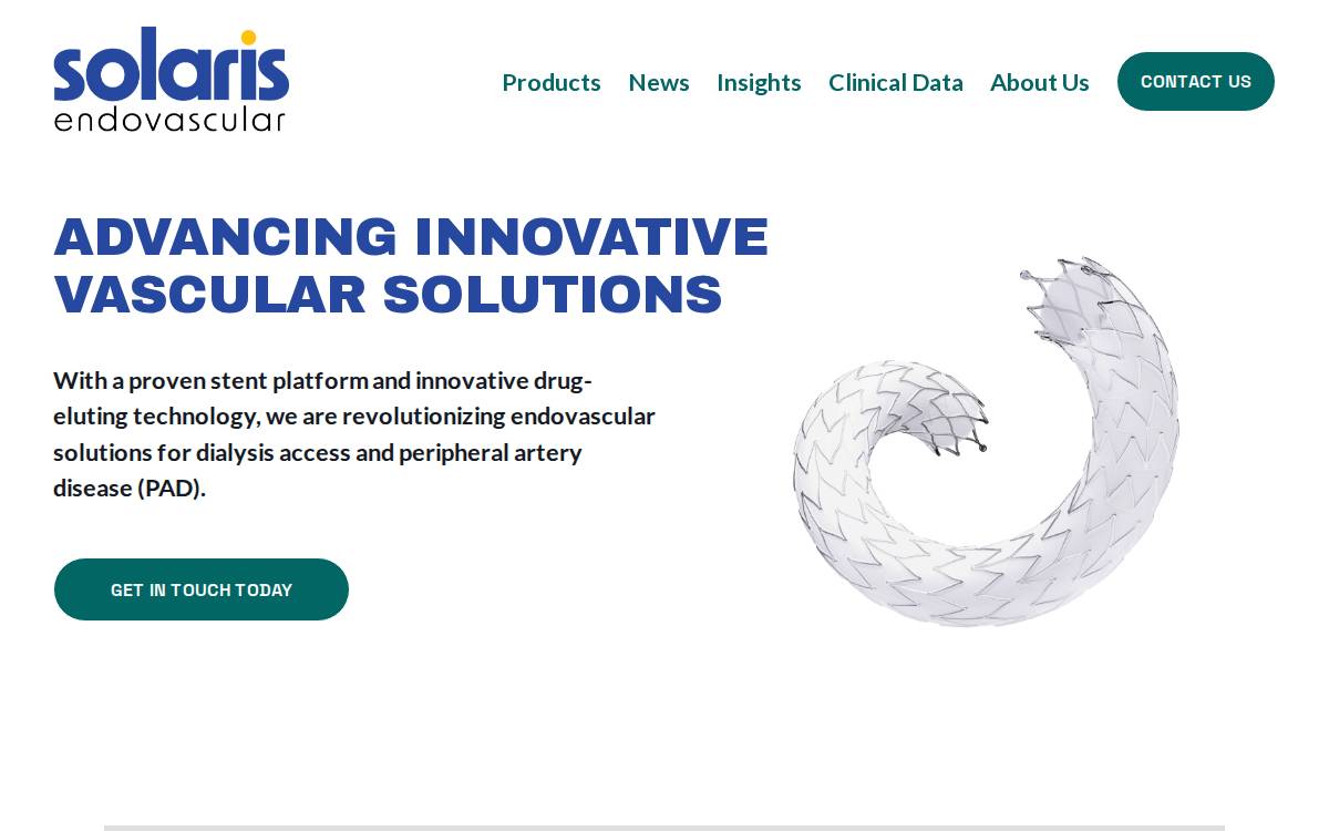 Solaris Endovascular website preview