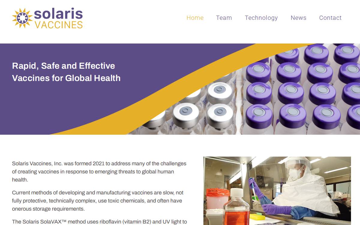 Solaris Vaccines website preview