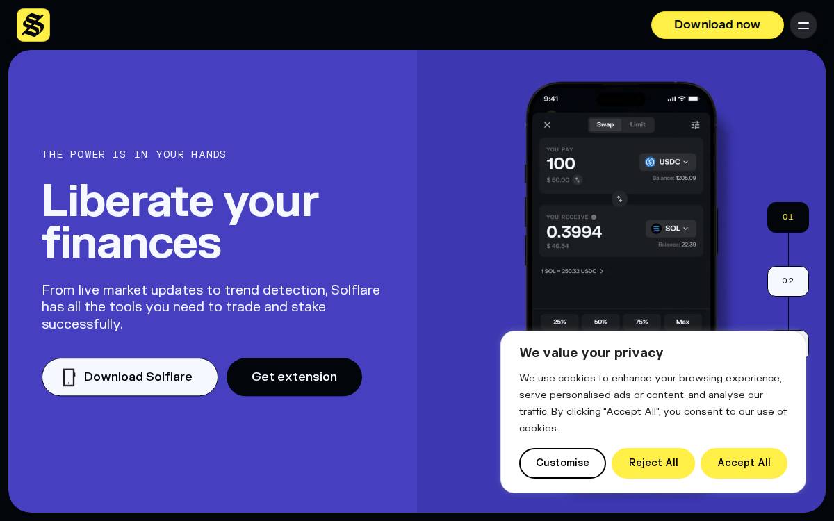 Solflare website preview