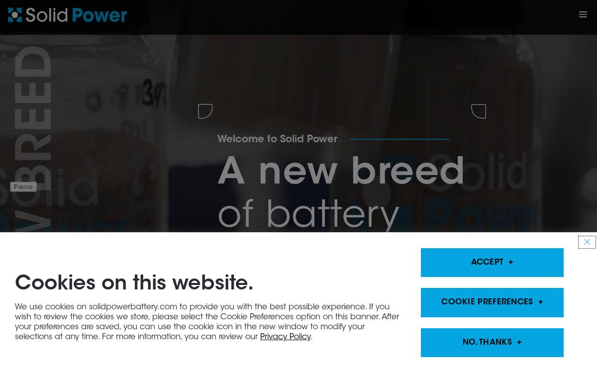 Solid Power website preview