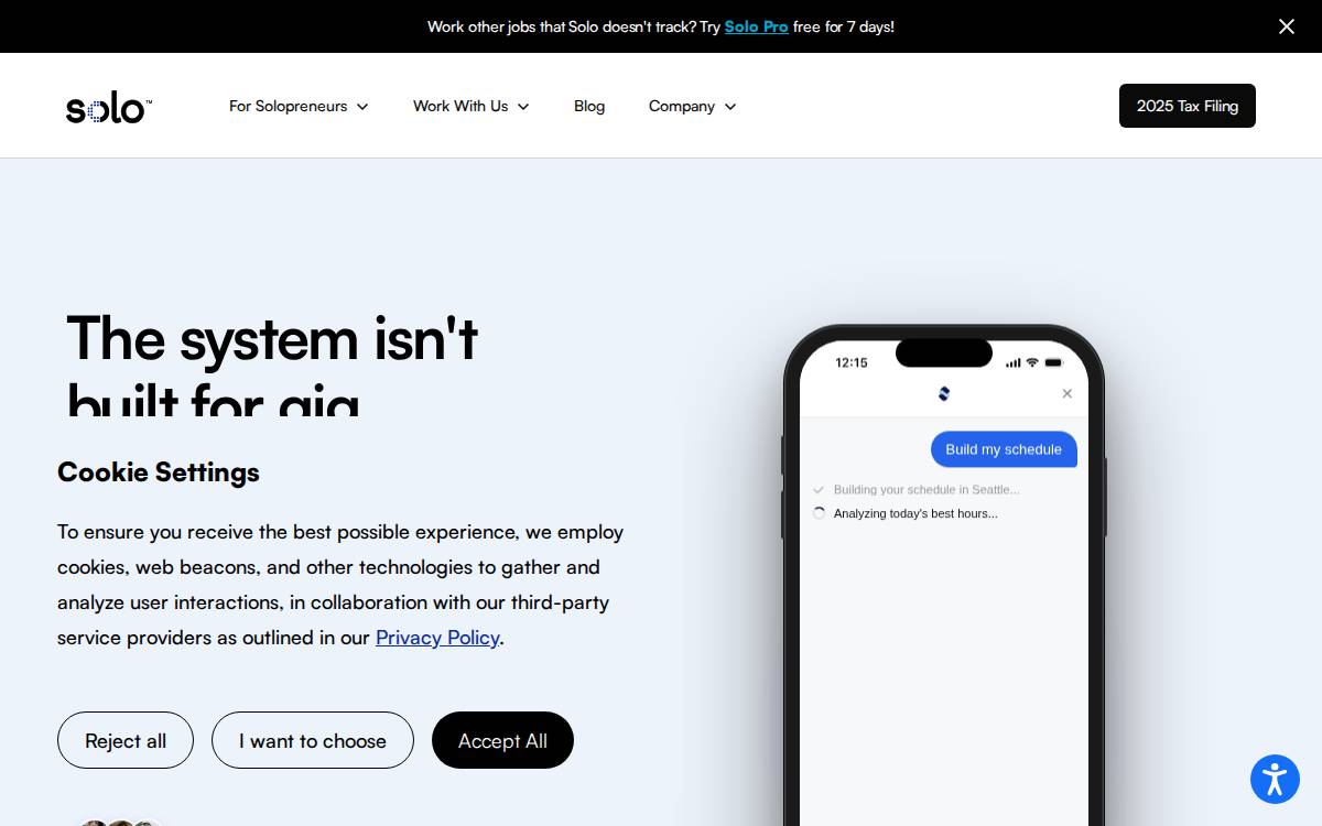 Solo website preview