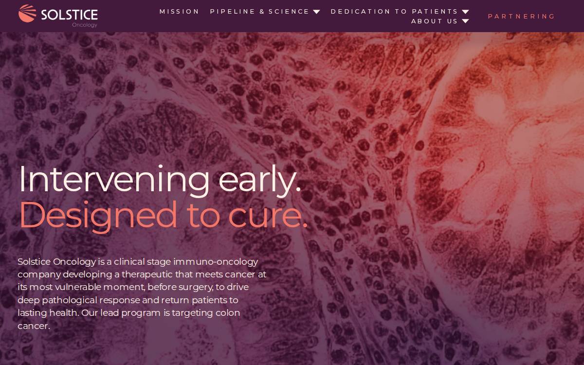 Solstice Oncology website preview