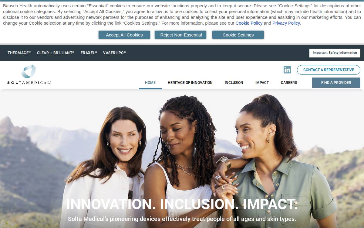 Solta Medical website preview