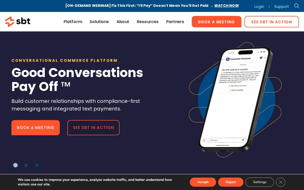 Solutions by Text website preview