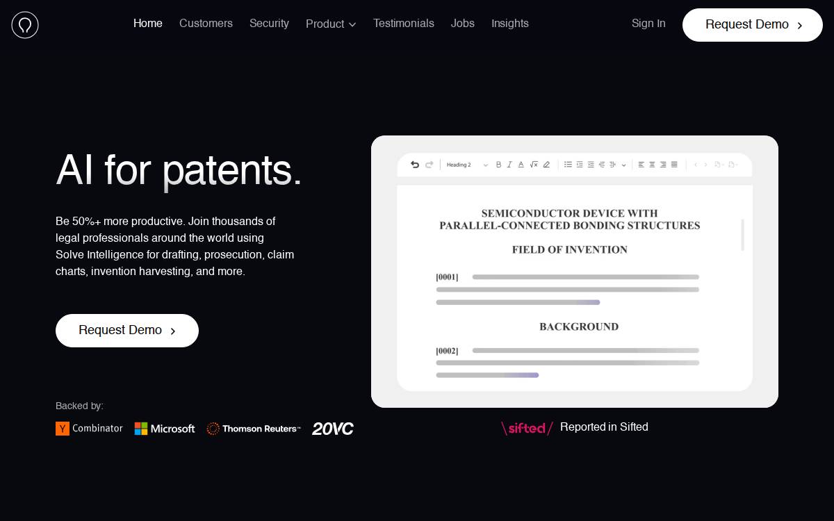 Solve Intelligence website preview