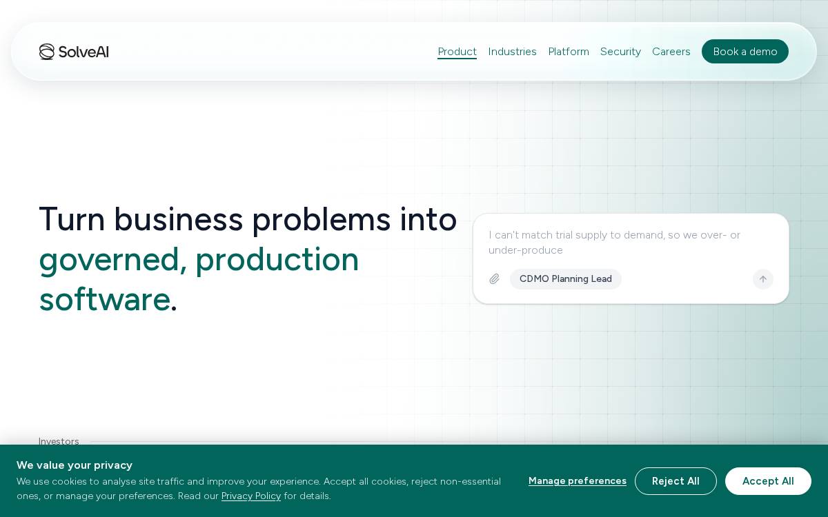 SolveAI website preview