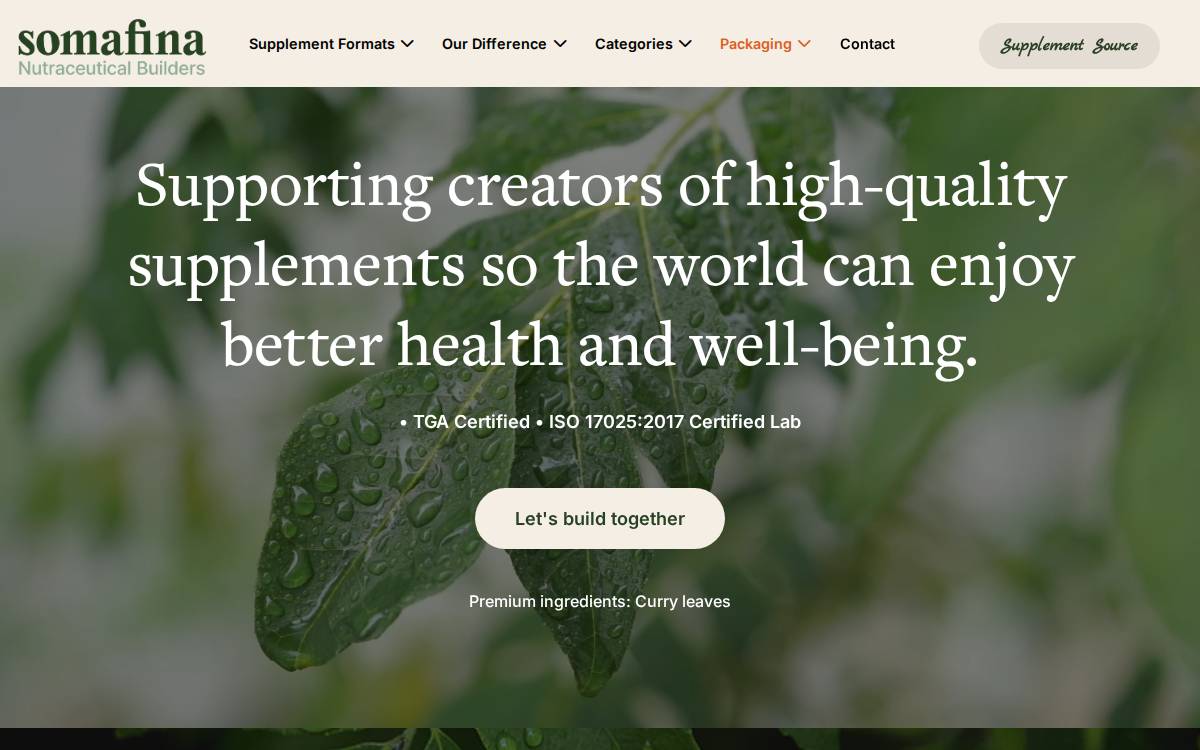 Somafina website preview