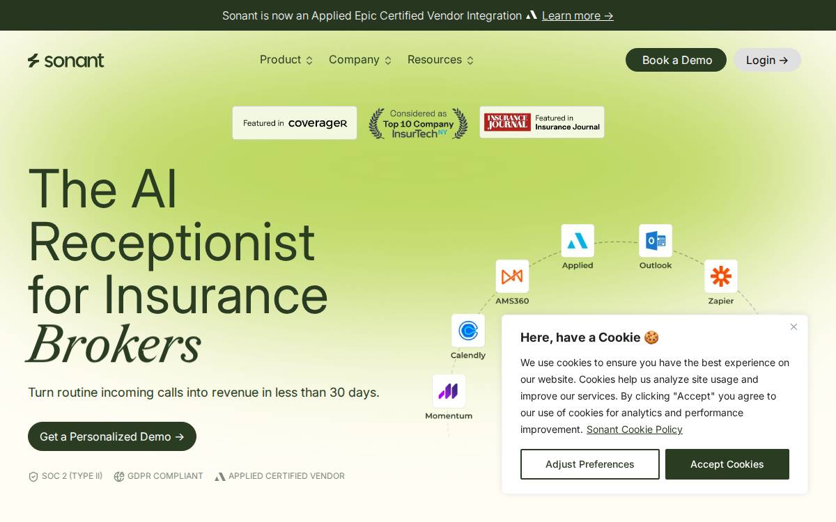 Sonant AI website preview