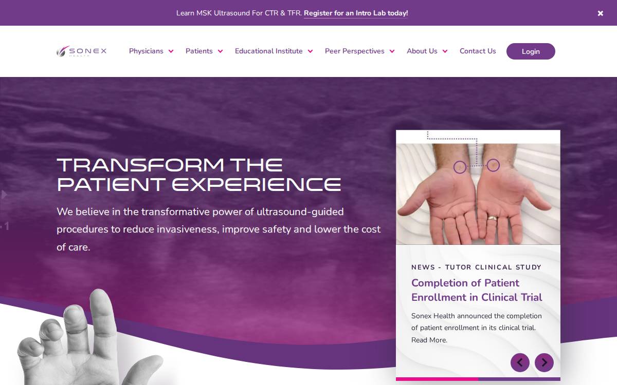 Sonex Health website preview