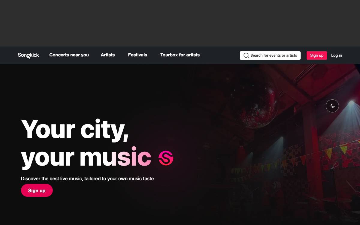 Songkick website preview