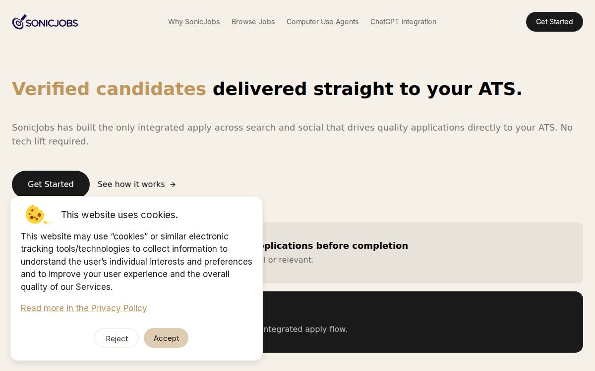 SonicJobs website preview