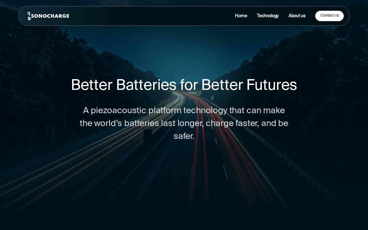 Sonocharge Energy website preview