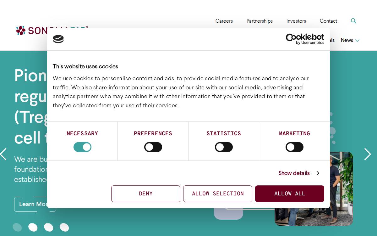 Sonoma Biotherapeutics website preview