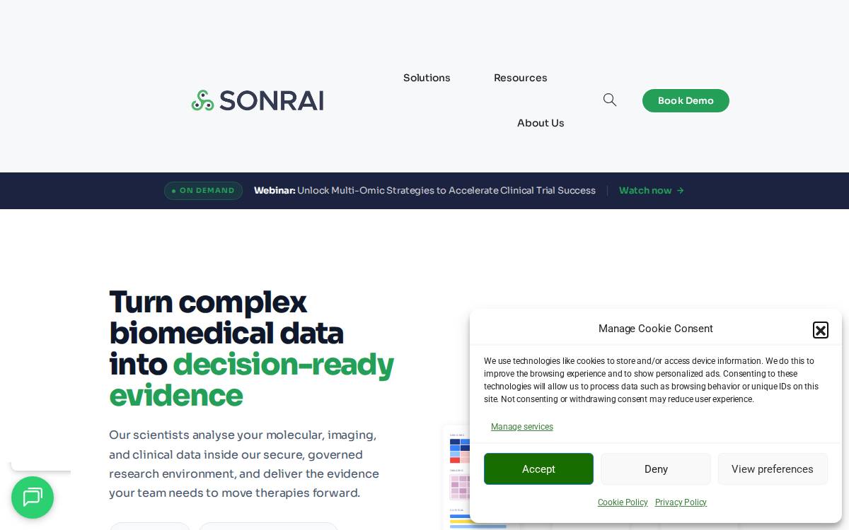 Sonrai Analytics website preview