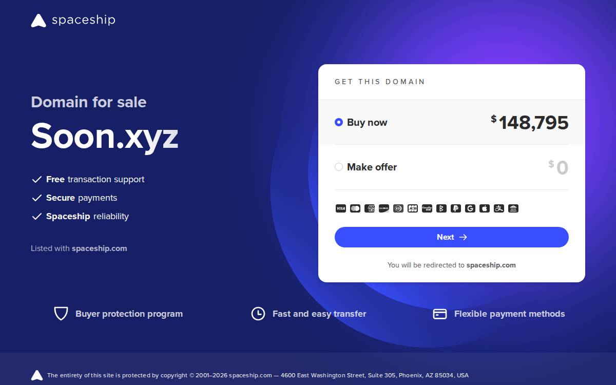 SOON website preview