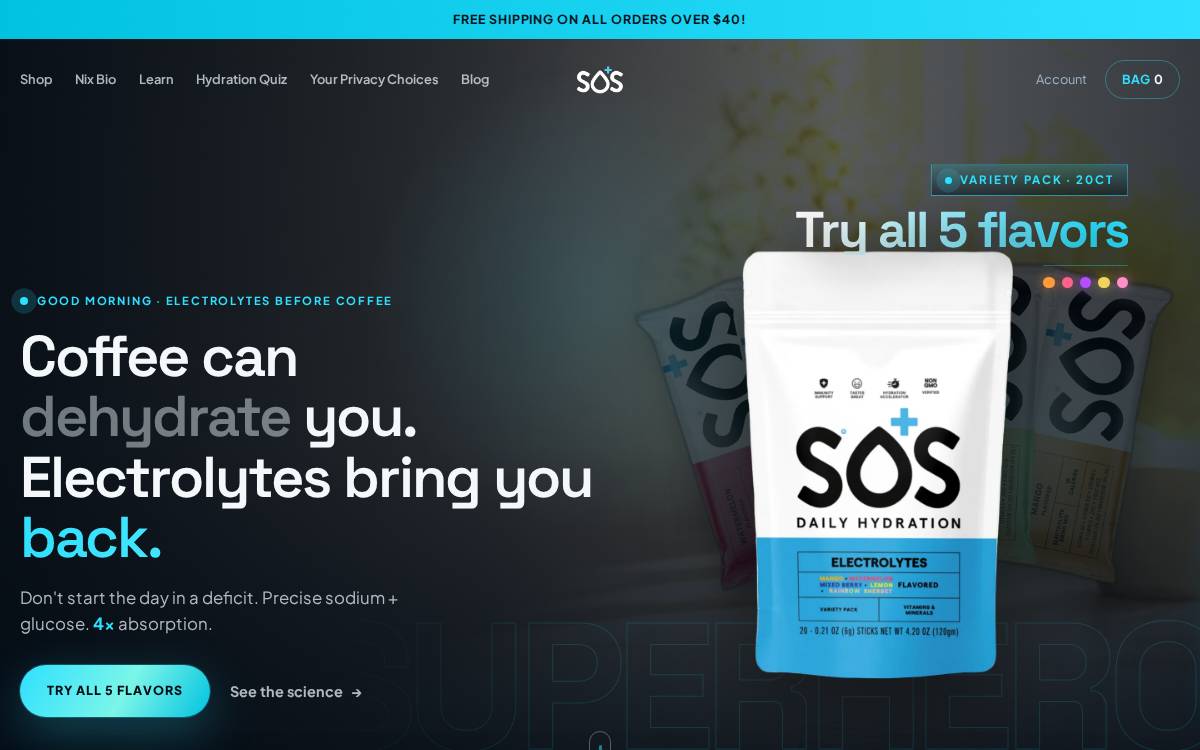 SOS Hydration Inc. website preview