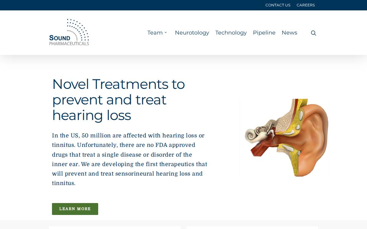 Sound Pharmaceuticals website preview
