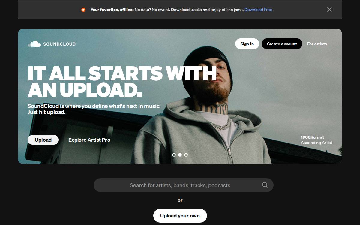 SoundCloud website preview