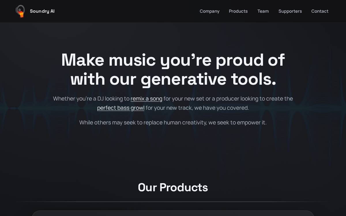Soundry AI website preview