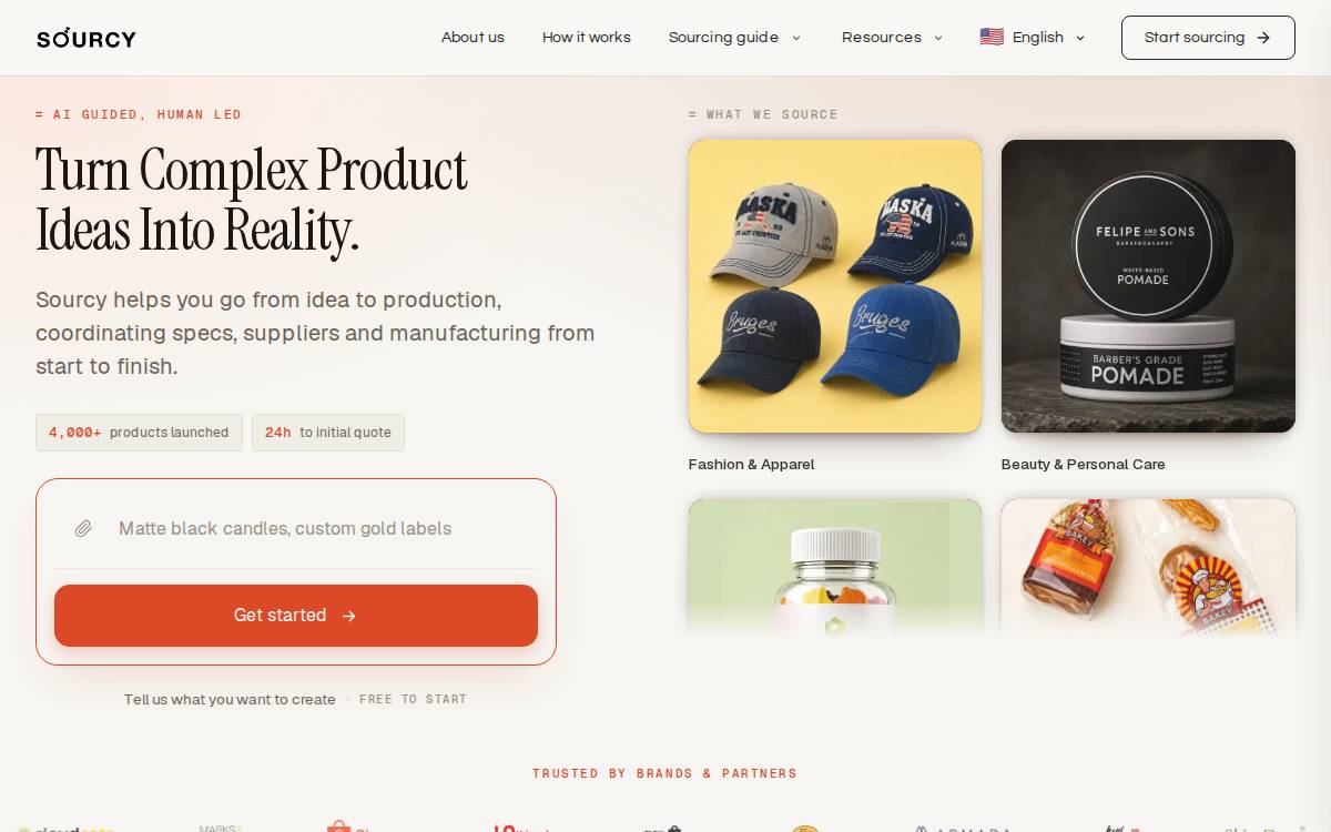 Sourcy website preview