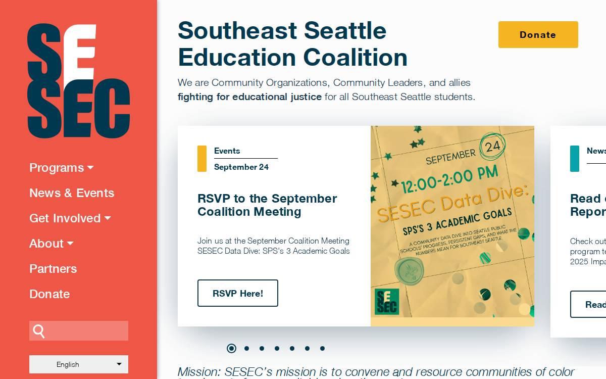 Southeast Seattle Education Coalition website preview