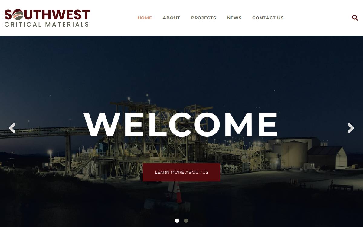 SouthWest Critical Material website preview