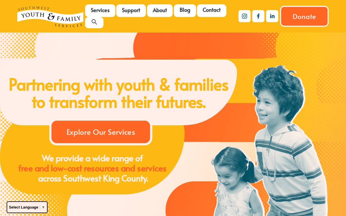 Southwest Youth and Family Services (SWYFS) website preview