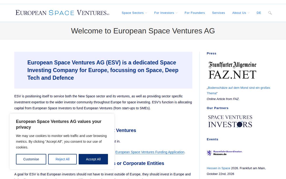 Space Fortress Europe website preview