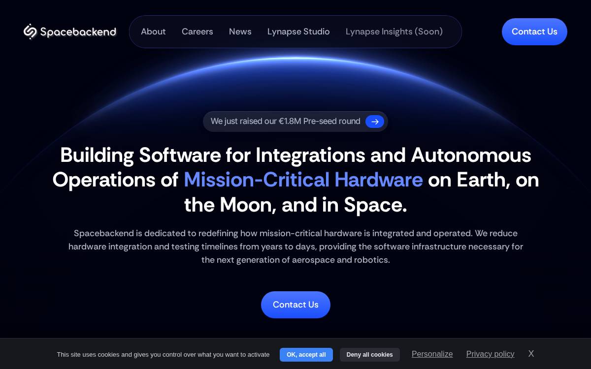 Spacebackend website preview