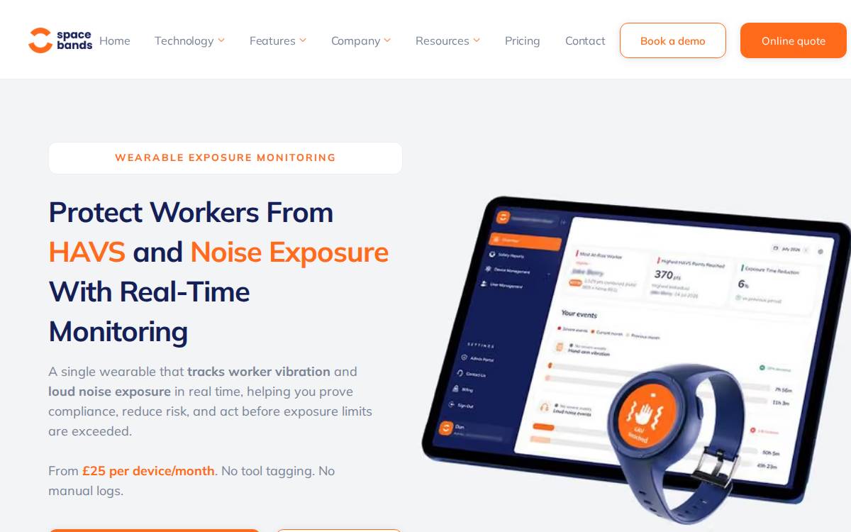 Spacebands website preview