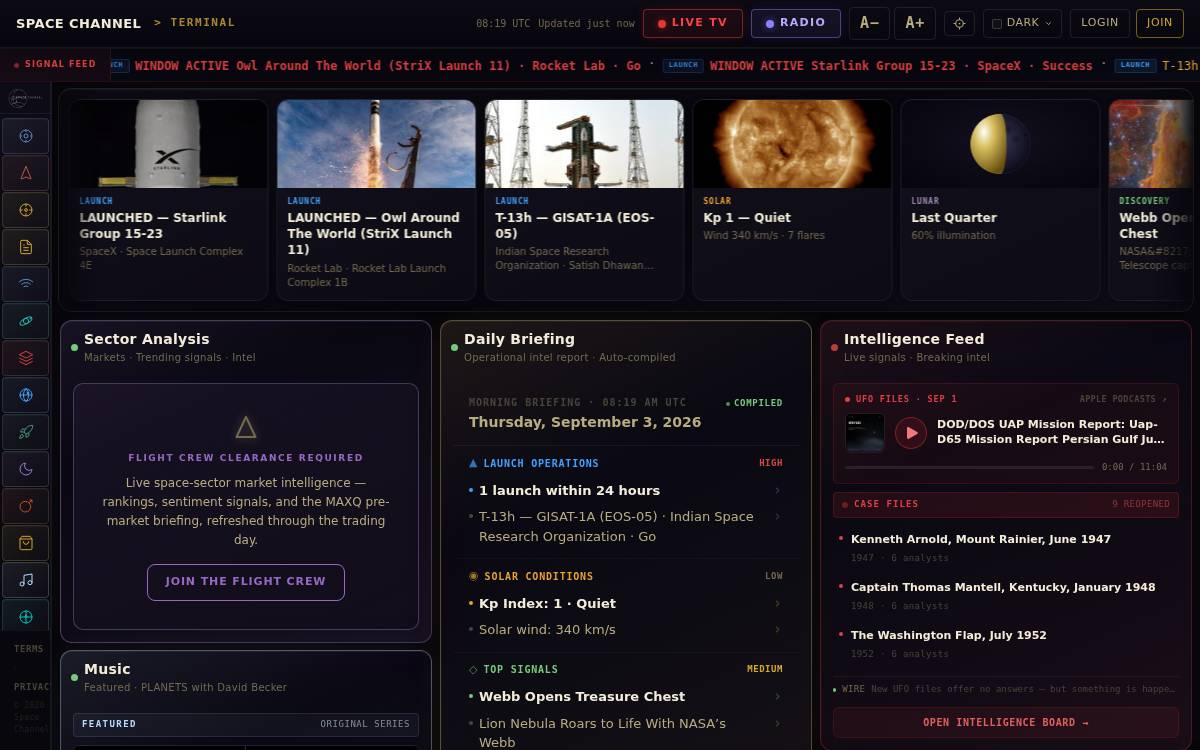 Spacechannel website preview