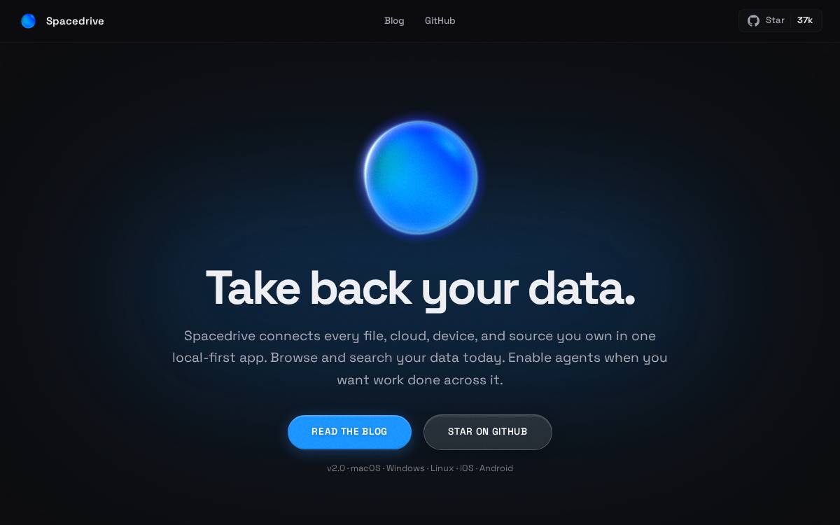 Spacedrive website preview