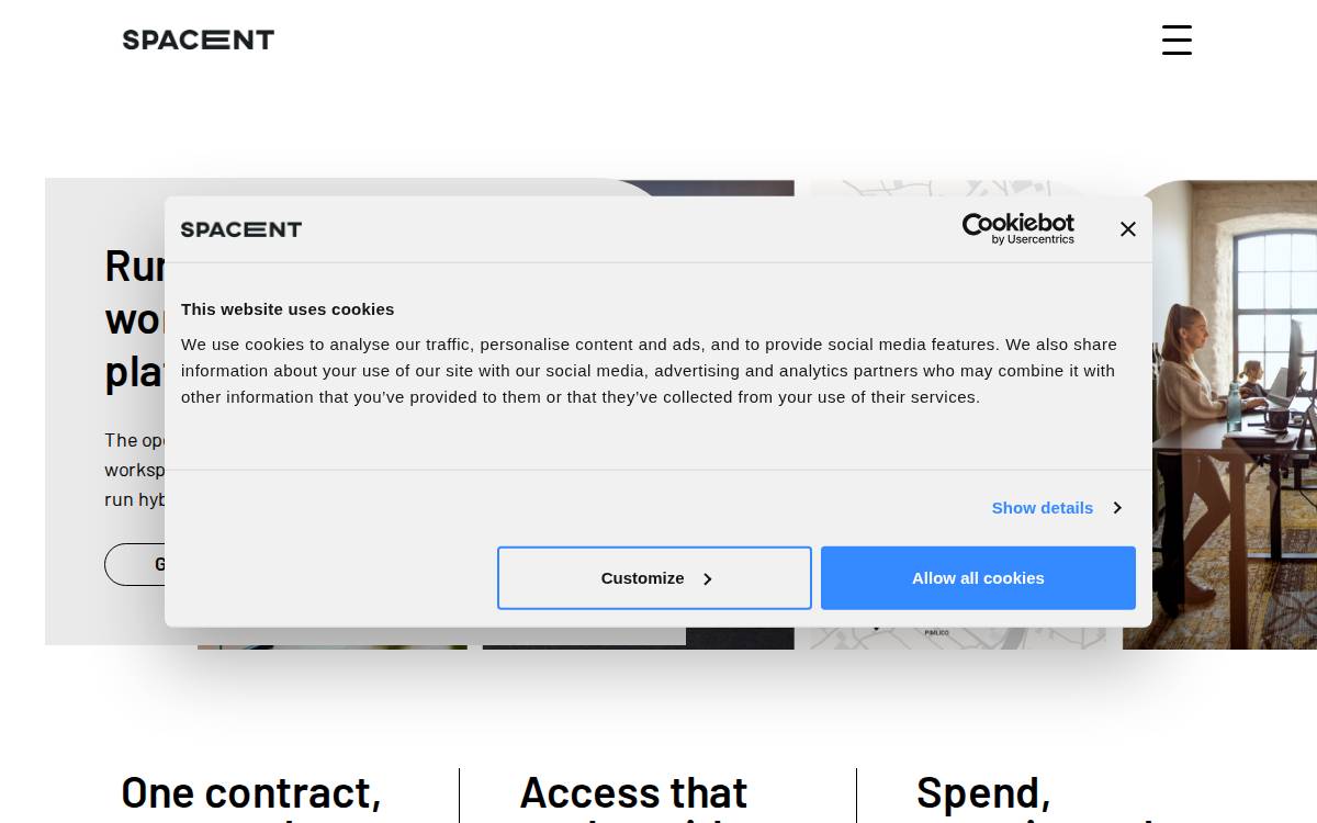 Spacent website preview