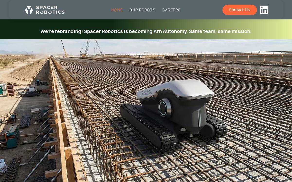 Spacer Robotics website preview