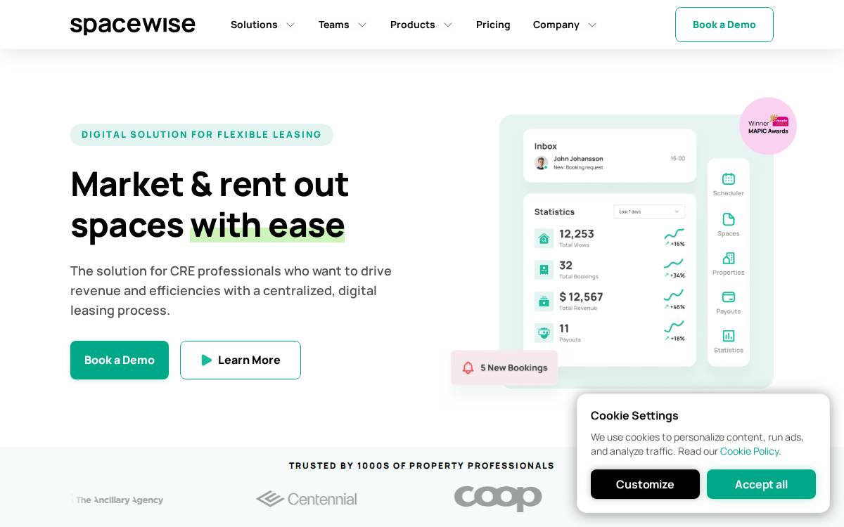 Spacewise website preview