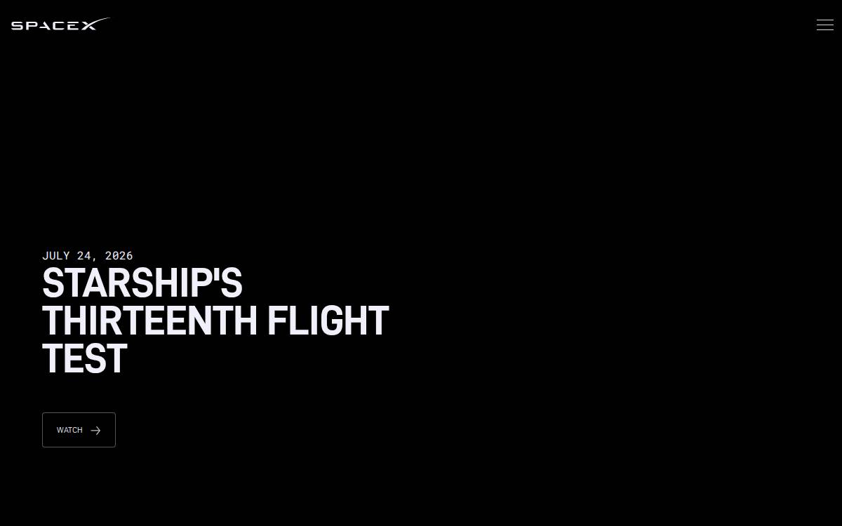SpaceX website preview