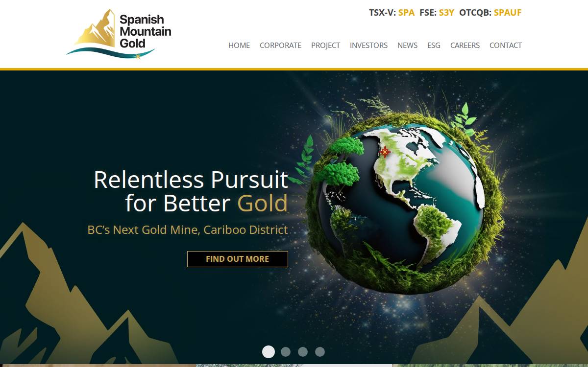 Spanish Mountain Gold website preview