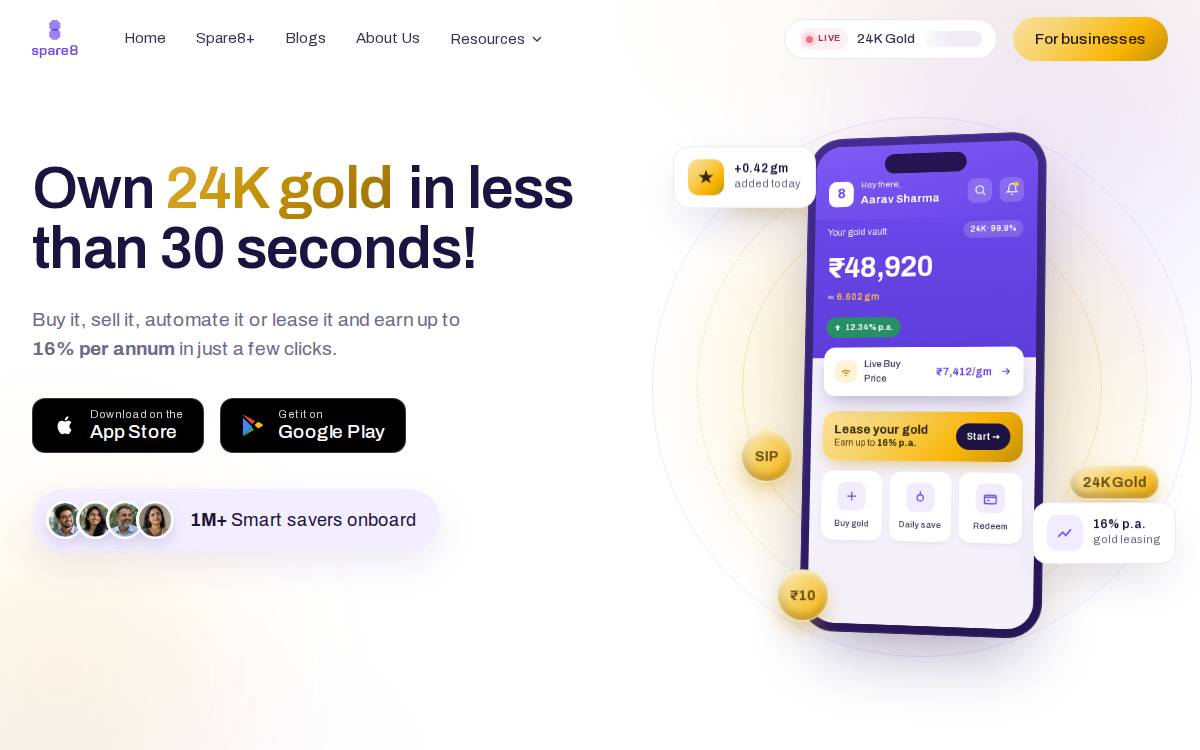 Spare8 website preview