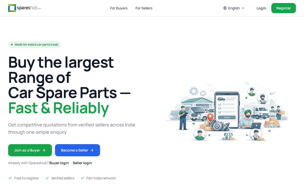 Spareshub website preview