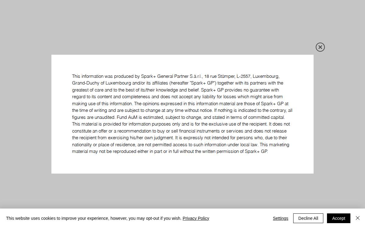 Spark+ Africa Fund website preview