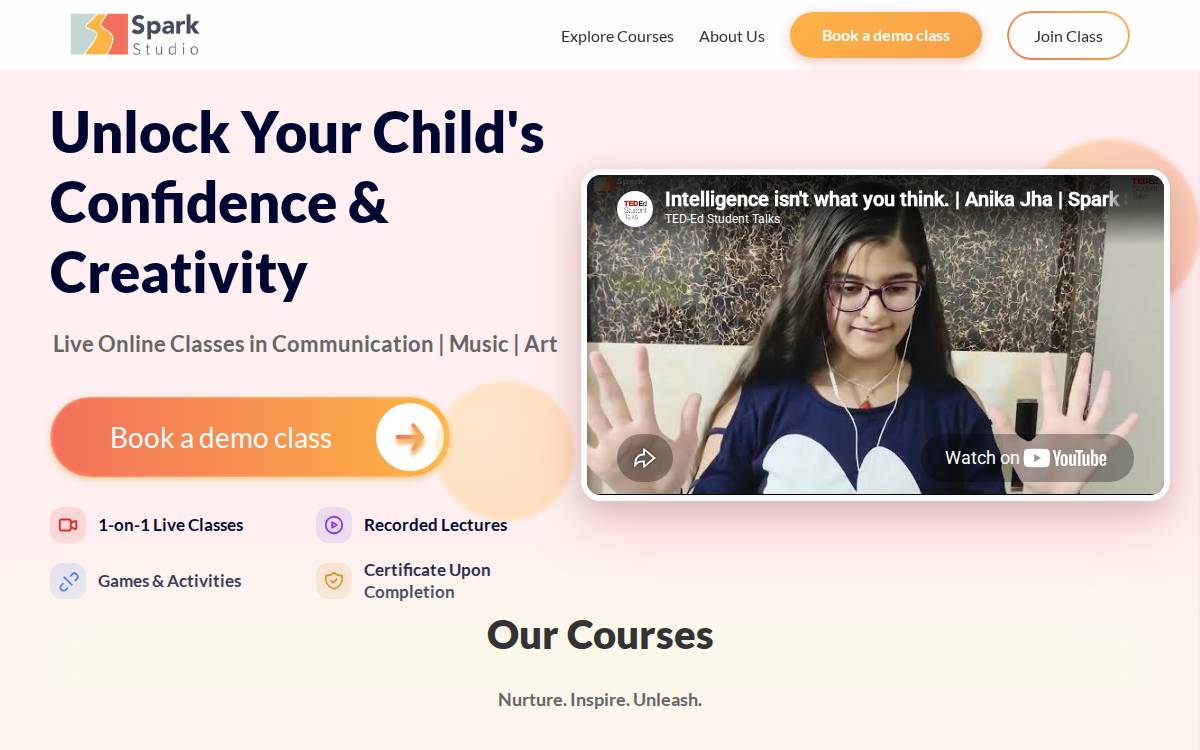 Spark Studio website preview