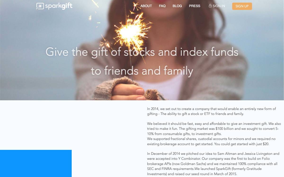 SparkGift website preview