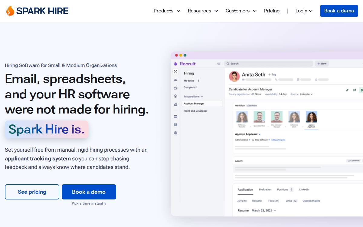 Spark Hire website preview