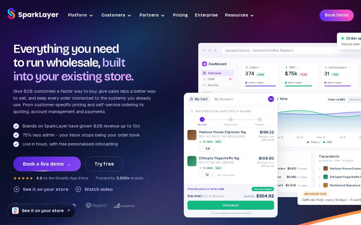 Sparklayer website preview
